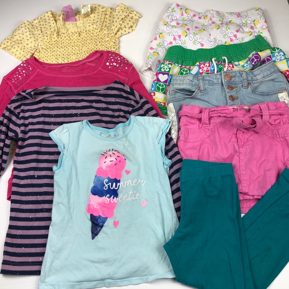 Girls size 6 bundle lot skirts leggings tops short